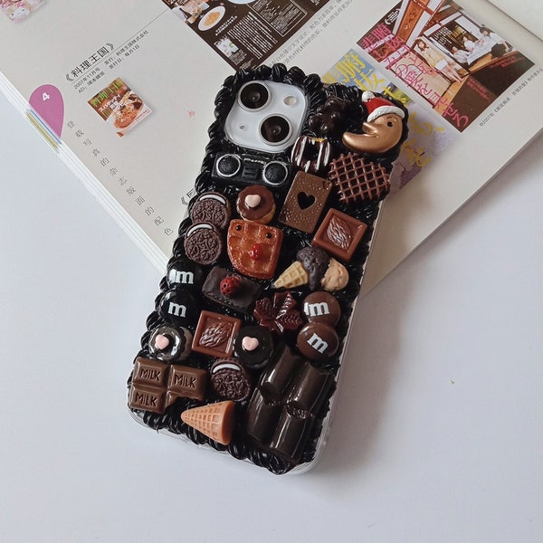 Collation au chocolat iPhone 15 14 13 12 mini Pro Max coque iPhone 11 coque iPhone XR XS Max coque iPhone SE Coque Huawei Cream coque de téléphone