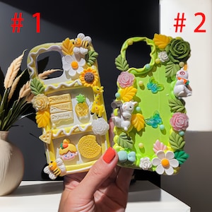 Capa de celular creme com estampa de desenho animado Sakura 3D para iPhone 16e, 15, 14, 13 Pro Max, Samsung S25 Edge, S25 Ultra, A56 Z, Flip 6, Google Pixel 9A, 9, 8 Pro