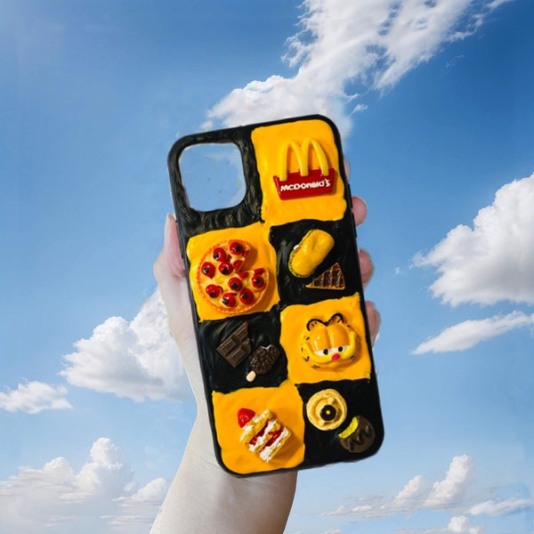 pizza chocolate cake carton cream phone case, iPhone 15 14 13 pro max, samsung z Fold 5 case Samsung S23 S22 Ultra case,  cute phone case