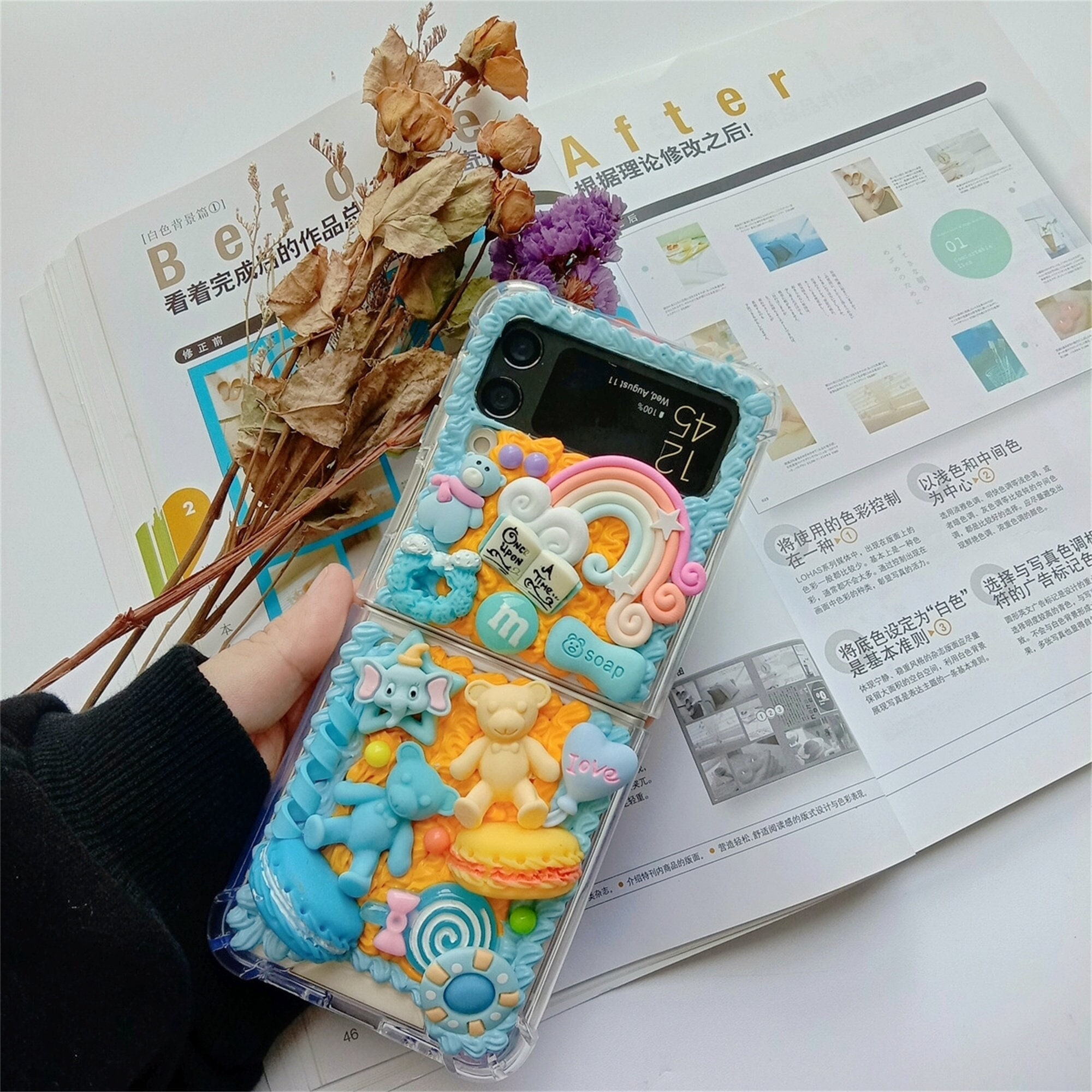 Decoratief Verdienen Normalisatie Samsung Galaxy Z Flip 3 Z Flip 4 Caserainbow Bear Elephant - Etsy