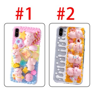 Coque de portable crème 3D cochon dessin animé pour iPhone 15 14 13 pro max, coque samsung z flip 5 4 coque Samsung S23, coque de portable crème faite main image 4