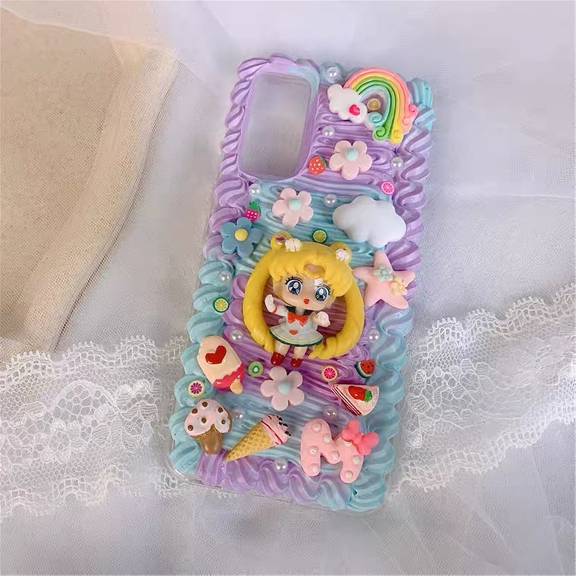 Cute and Beautiful Girl Heart Cream Glue Phone Case for Apple - Etsy