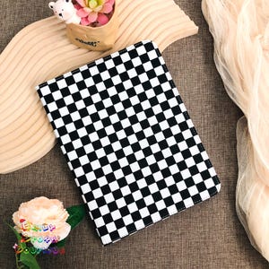 Black and white plaid fabric case with charging pen slot for iPad 11th 2025 11&quot;, iPad Air 11‘’ 13‘’2025 case, iPad Pro 11&quot; 13&quot; 2024 case