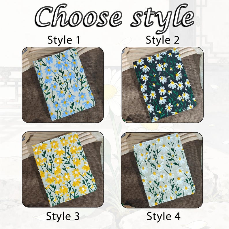 Daisy Embroidered Fabric Case With Hand Strap for Kindle 6'' 6.8'' 7 ...