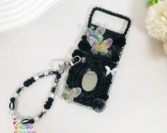 Baroque style black cream glue phone case for Samsung Z Flip 8 7FE,Google Pixel 9 10A 11 Pro,Motorola razr+ 2026,iPhone Air 17 16 15 14 Pro
