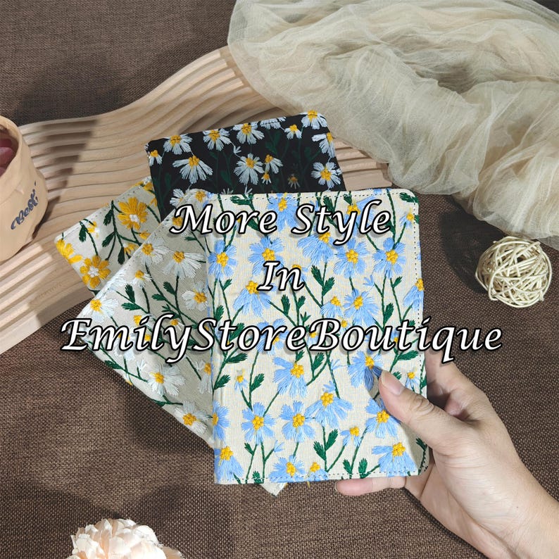 Daisy Embroidered Fabric Case With Hand Strap for Kindle 6'' 6.8'' 7 ...