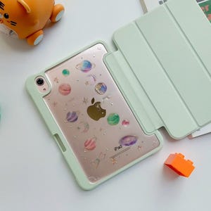 Star Style resin cream ipad case is suitable with pen holder for iPad 11th 2025 11", iPad Air 11‘’ 13‘’2025 case, iPad Pro 11" 13" 2024 case