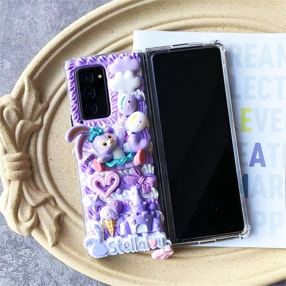 Samsung Z Fold 3 Z Flip 4 Case Purple Cute Rabbit Cream Bumper Etsy