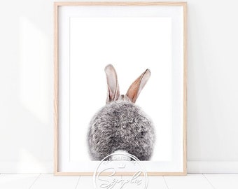 Baby Rabbit Tail Print, Bunny Print, Baby Animals Art by Synplus, Woodland Animals, Nursery Wall Art, Nursery Decor, Baby Room Animal Prints