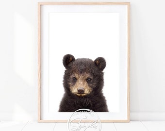 Bear Cub Print, Baby Animals Art Prints by Synplus, Baby Bear Print, Baby Nursery Animal Wall Art, Woodland Animal, Nursery Decor, Kids Art