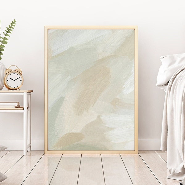 Sage Green and Beige Wall Art, Abstract Print, Modern Minimalist Painting Art, Neutral Earthy Soft Tones Living Room Home Wall Art Decor