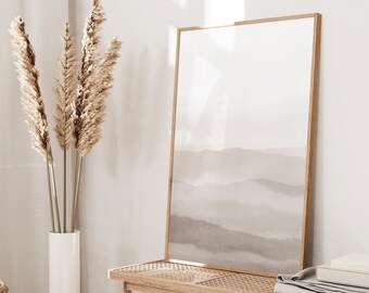 Abstract Print, Beige Earthy Tones Watercolor Art, Serene Calming Modern Minimalist Landscape Wall Art Decor, Neutral Bedroom, Living Room