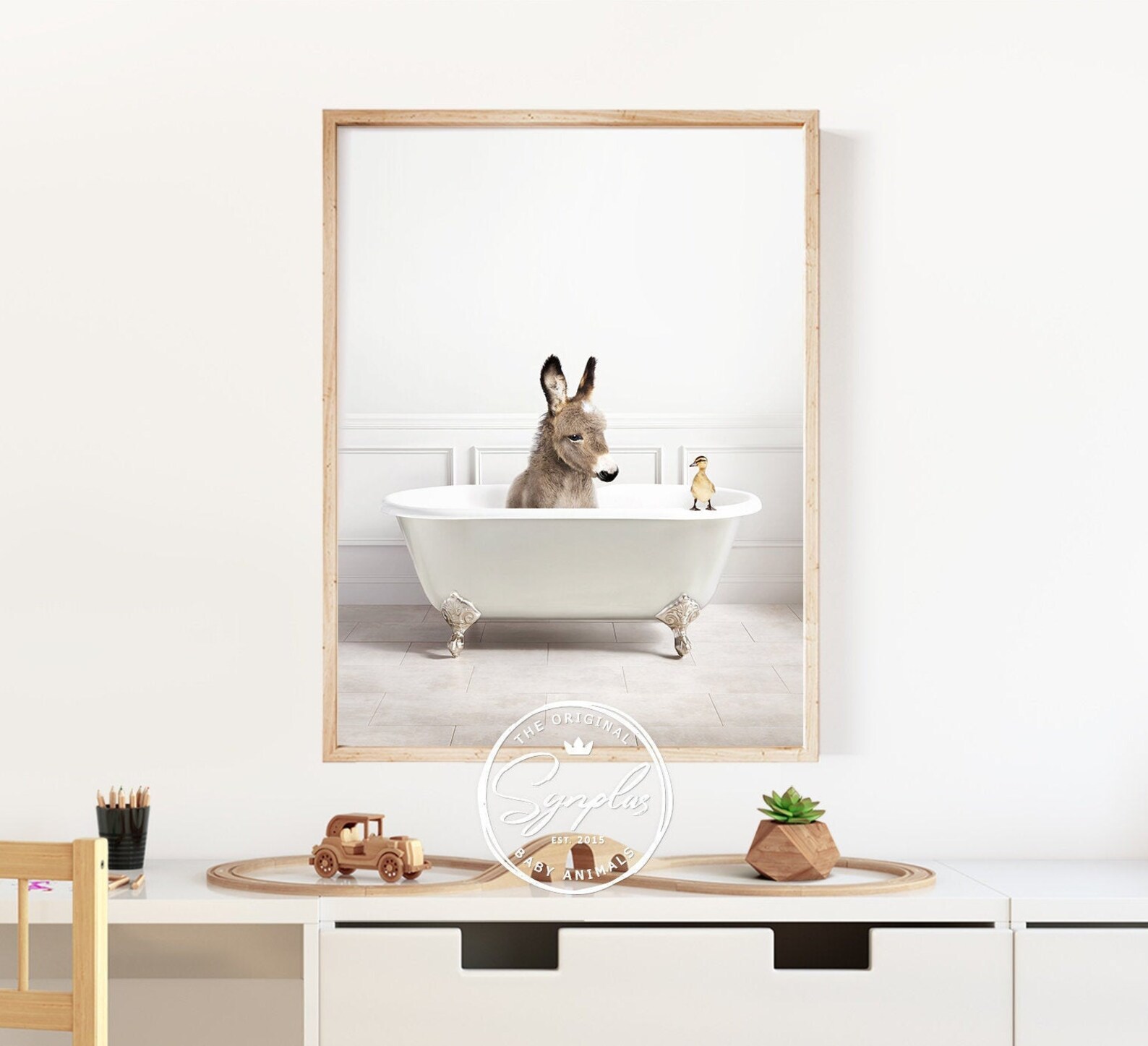 Baby Donkey in Bathtub Print Baby Donkey Bathing Whimsy Etsy