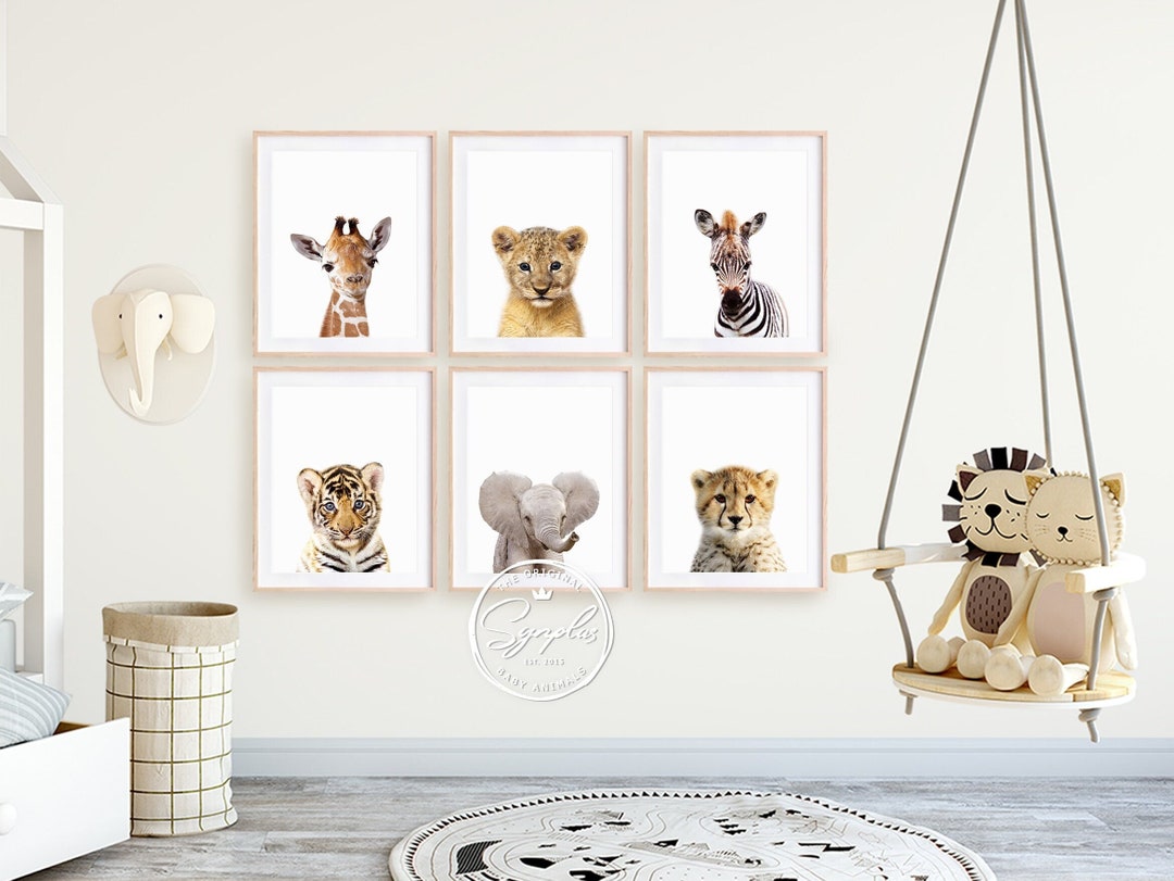 Safari Nursery Prints, Set of 6 Prints, Nursery Decor, Nursery Wall Art ...