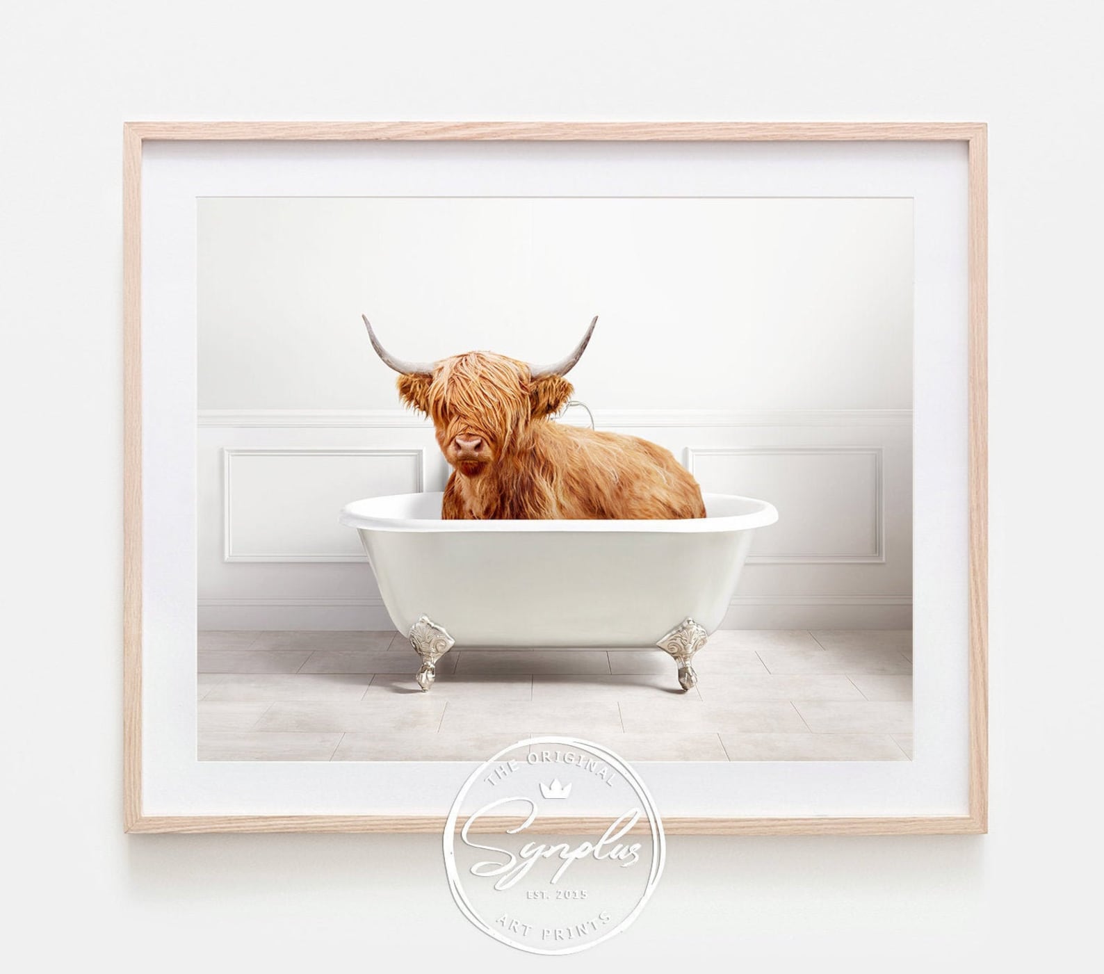 Highland Cow in a Bathtub Print Cow Taking a Bath Cow Etsy