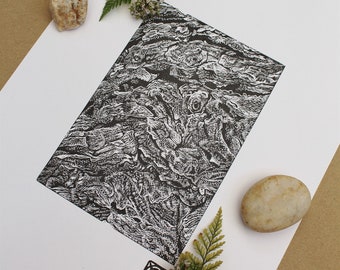 Bark - Handmade Original Lino Print