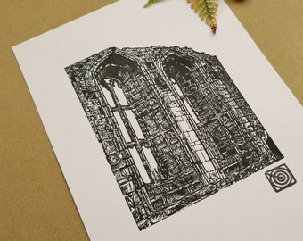 Kenilworth Castle - Handmade Original Lino Print