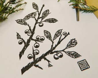 Blackthorn - Handmade Original Lino Print