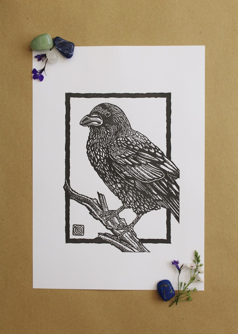 Raven Handmade Original Lino Print image 3