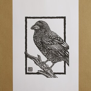 Raven Handmade Original Lino Print Unframed