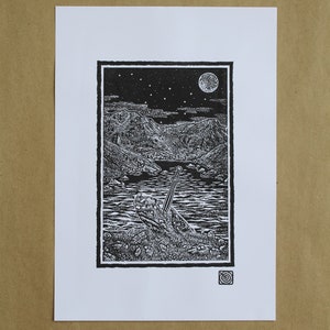 Excalibur Handmade Original Lino Print image 2