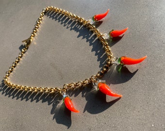 Chilli Charm Necklace with Gold Plated Chain