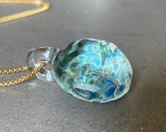 Ocean Reflection Blue and Green Borosilicate Glass Pendant