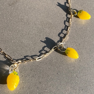 Lemon Charm Necklace with Gold Plated Chain