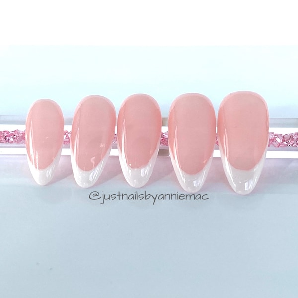French Manicure Press on Nails - Etsy