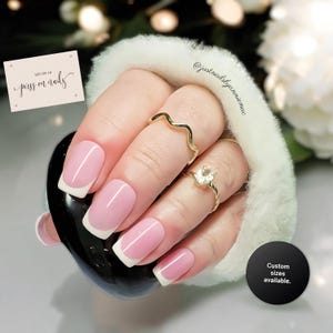 Press on nails, short square press on nails, French tip nails, customized false nails, reusable nails, gift for niece, wedding nails,