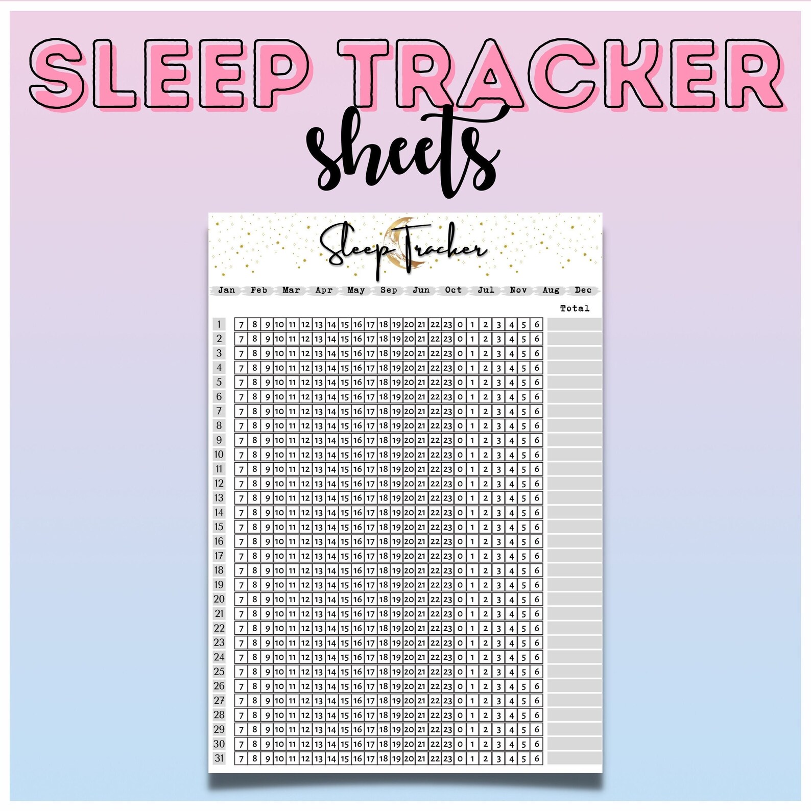 Sleep Tracking Sheet PDF Printable 24 Hour Sleep Tracker - Etsy