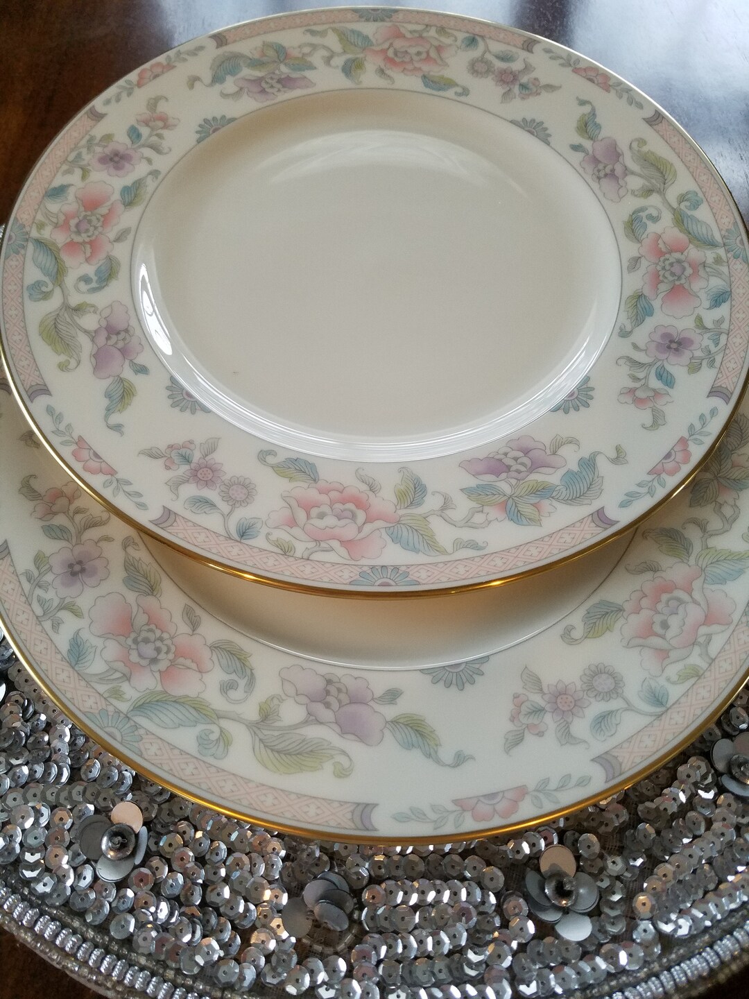 Vintage Porcelain Lenox Dinner Plates Set of 2. Litchfield Garden With