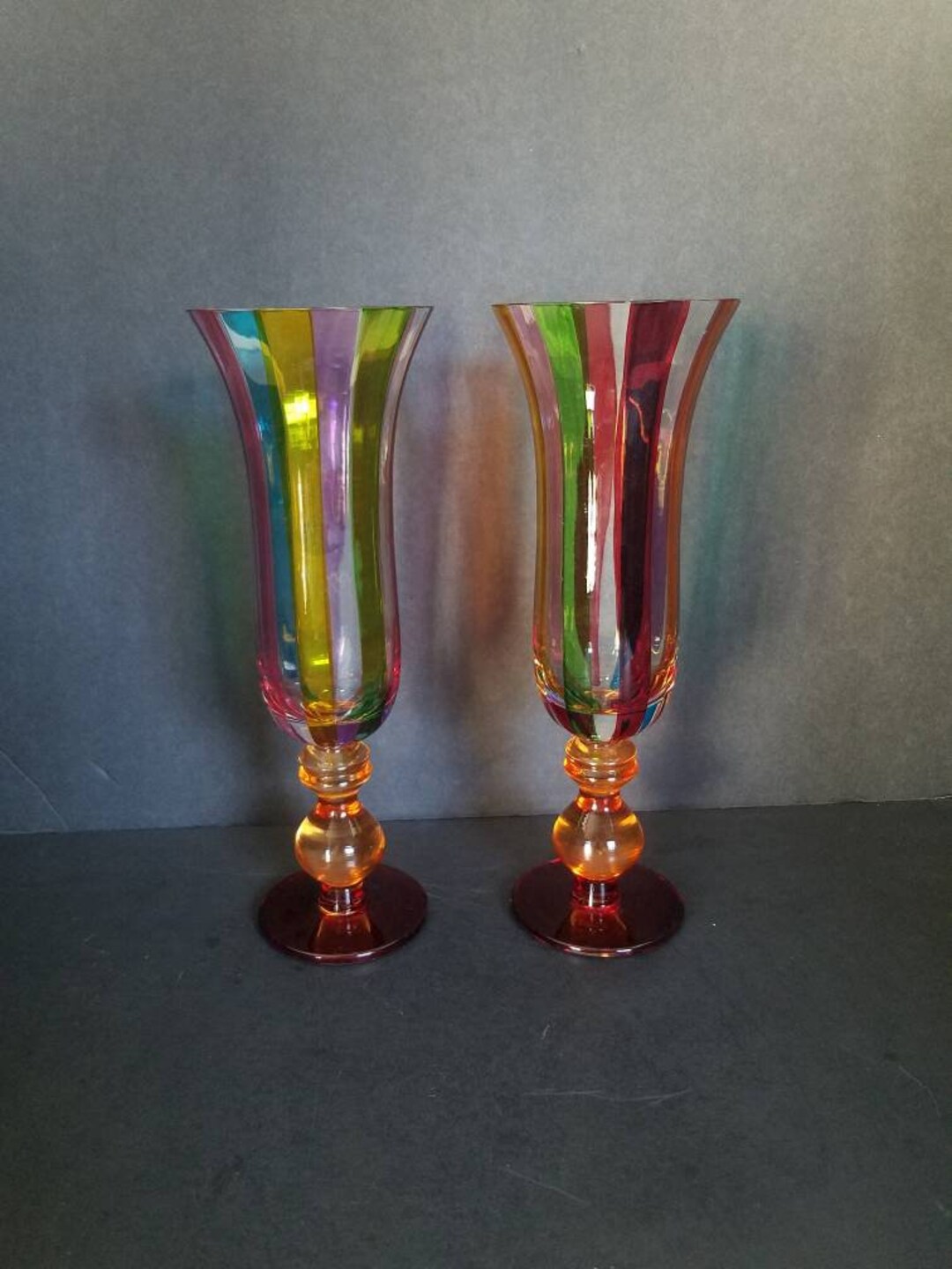 Multicolor Wine/ Water Glasses Set of 2. Wine Goblets. Blown Glass ...