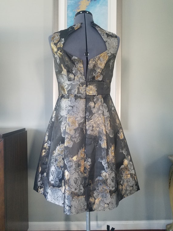 eliza j metallic floral dress Eliza J Womens Jacquard Metallic Cocktail Dress, Navy