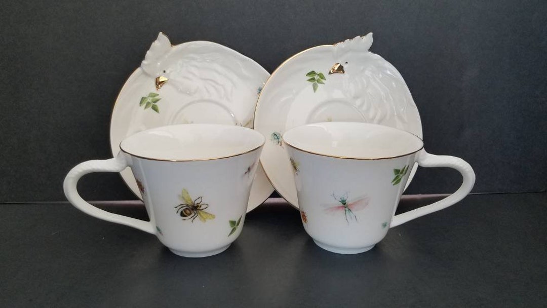 Fine Porcelain Tea Cups and Saucers Set of 2. Grace Teaware Company