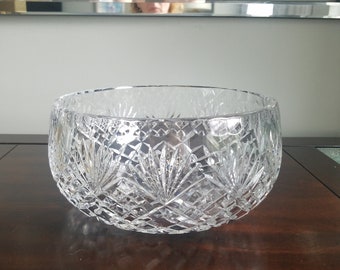 Vintage Heavy Cut Deep Crystal Bowl. Center Piece. Crystal Serving Bowl Hand Cut.