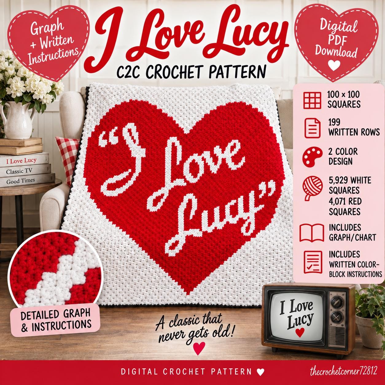 I Love Lucy Blanket - Etsy