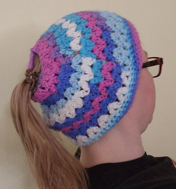 Mommy and Me Handmade Crocheted Messy Bun Hats Free Easy Bernat Mommy & Me Messy Bun Hats Crochet Pattern  main image 3