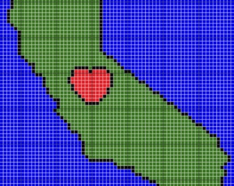 California Heart C2C Crochet Graph and Written Pattern