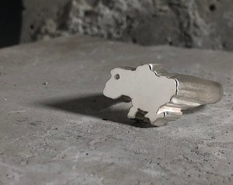Silver Handmade Ukraine Ring with little diamond, A Map of Ukraine Ring, Ukraine Ring,  Unisex Ring, 925 Silver Cast Ring