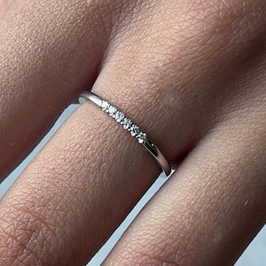 Platinum Wedding Band with diamonds, Super Skinny Platinum Ring, Thin 950 Solid Platinum Ring, Women's Platinum Ring