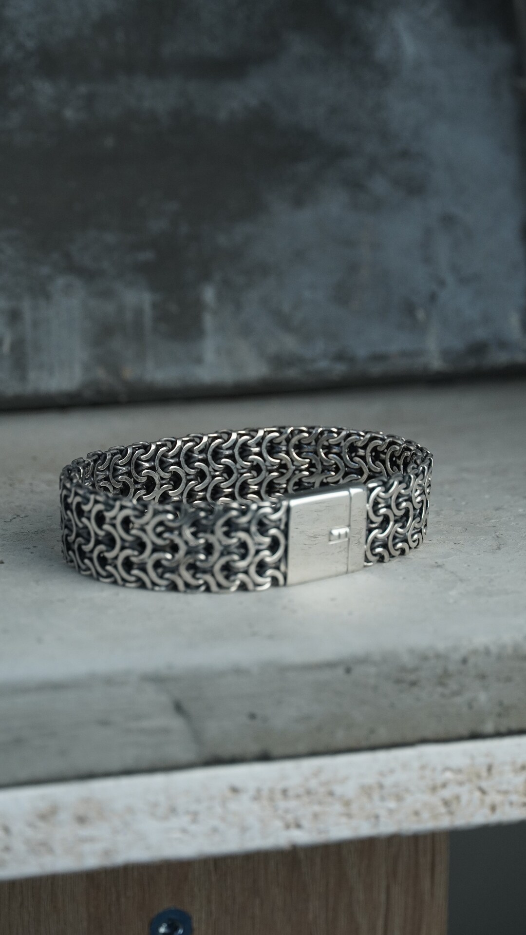 Buy 925' Sterling Silver Men's Bracelet, Wide Silver Chain Bracelet, Men's  Bangle Silver, Gift for Men, Double Ramses Chain Online in India