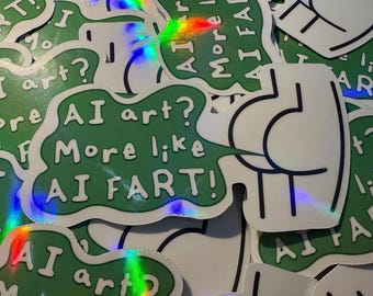 AI Fart Sticker - holographic vinyl sticker