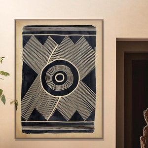 Arte con estampado de estilo africano imprimible, étnico tribal, negro, beige, para pared, decoración minimalista bohemia, regalo ecológico para inauguración de la casa, descarga instantánea