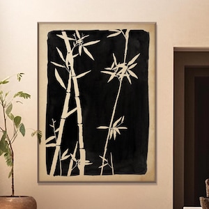 Japanese Bamboo Art Printable, Instant Download Oriental Botanical Watercolor Poster Decor Zen Wall Art Housewarming Eco Friendly Gift