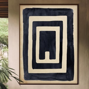 Arte de estilo africano imprimible, étnico tribal, negro, beige, pared tribal, decoración bohemia minimalista, regalo ecológico para inauguración de la casa, descarga instantánea