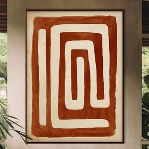 African Style Art Printable, Ethnic Tribal Beige Terracotta Wall Tribal Minimal Boho decor Housewarming Eco Friendly Gift Instant Download