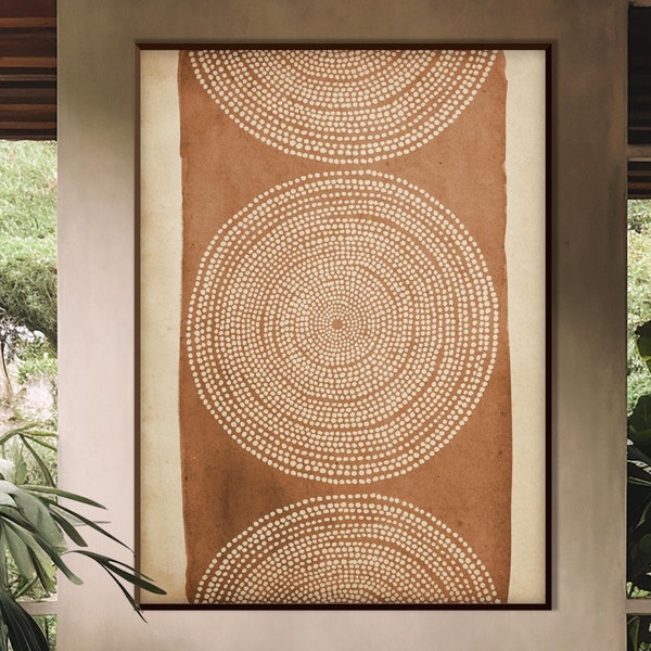 Australian Aboriginal Style Art Printable, Instant Download Indigenous Terracotta Minimal Modern Boho decor Housewarming Eco Friendly Gift