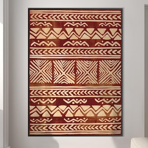African Pattern Art Printable, Ethnic Afro American Art Terracotta Geometric Tribal Style Boho Minimal Decor Housewarming Eco Friendly Gift