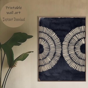 Art mural ethnique abstrait de style aborigène imprimable, décor tribal terreux, noir et beige, pendaison de crémaillère, salons bohèmes, téléchargement immédiat